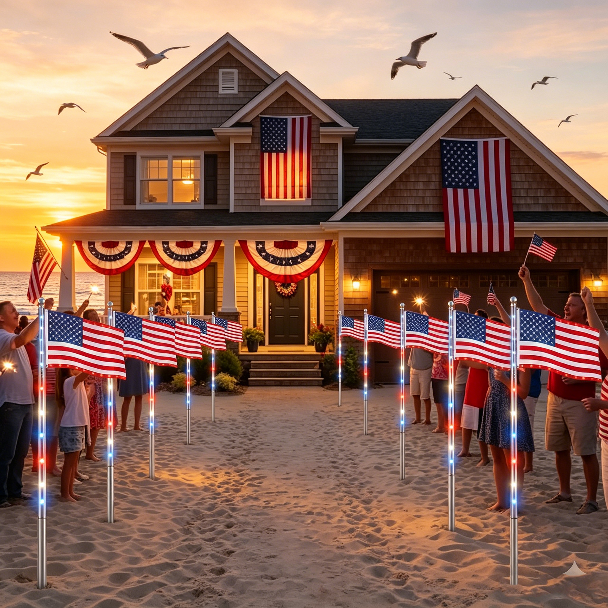 🔥Last Day 49% OFF - Solar American Flag Pathway Lights – Red, White & Blue Yard Glow for 250th Independence Celebration 🇺🇸✨