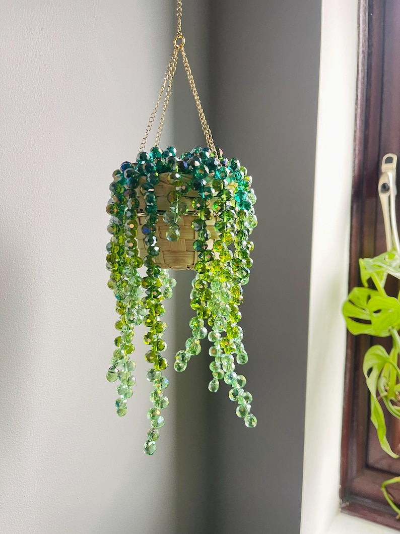 🎉Last Day 49% OFF-Beaded Plant Sun Catcher Beaded Crystal Succulent Window Hanging
