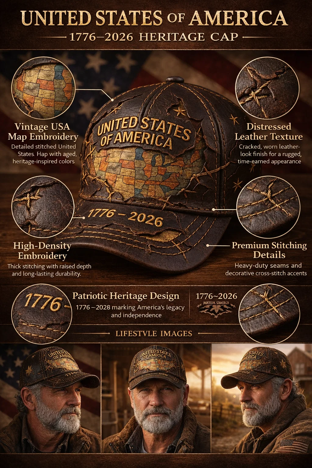 🔥🔥US 250th Anniversary Printed Casual Hat