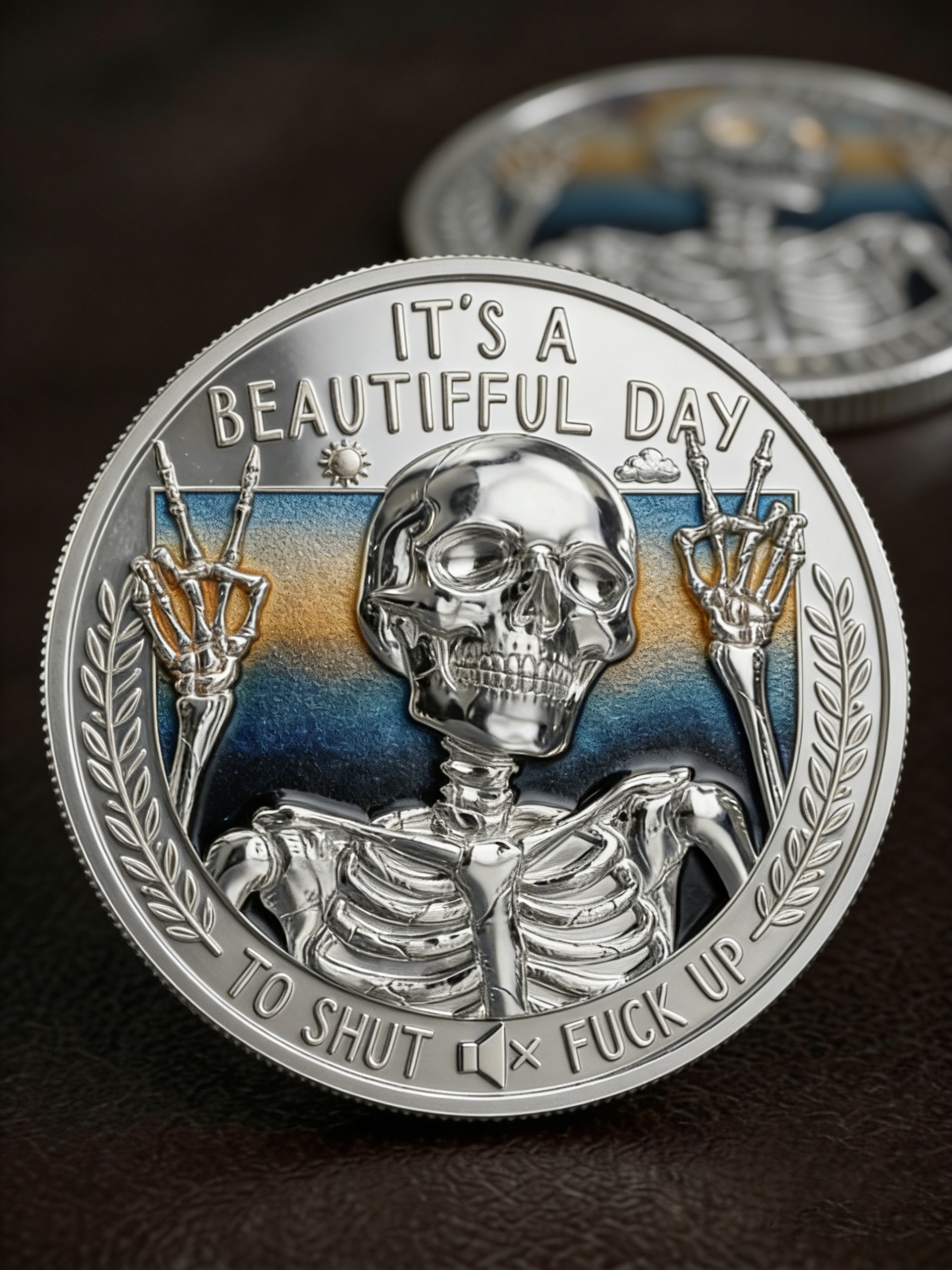 Mentally Ill But Totally Chill | Premium 3D Skeleton "STFU" Challenge Coin – The Ultimate Mood