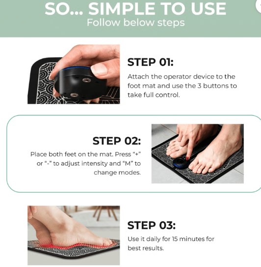 EMS Foot Massage Mat with Acupoints Stimulator