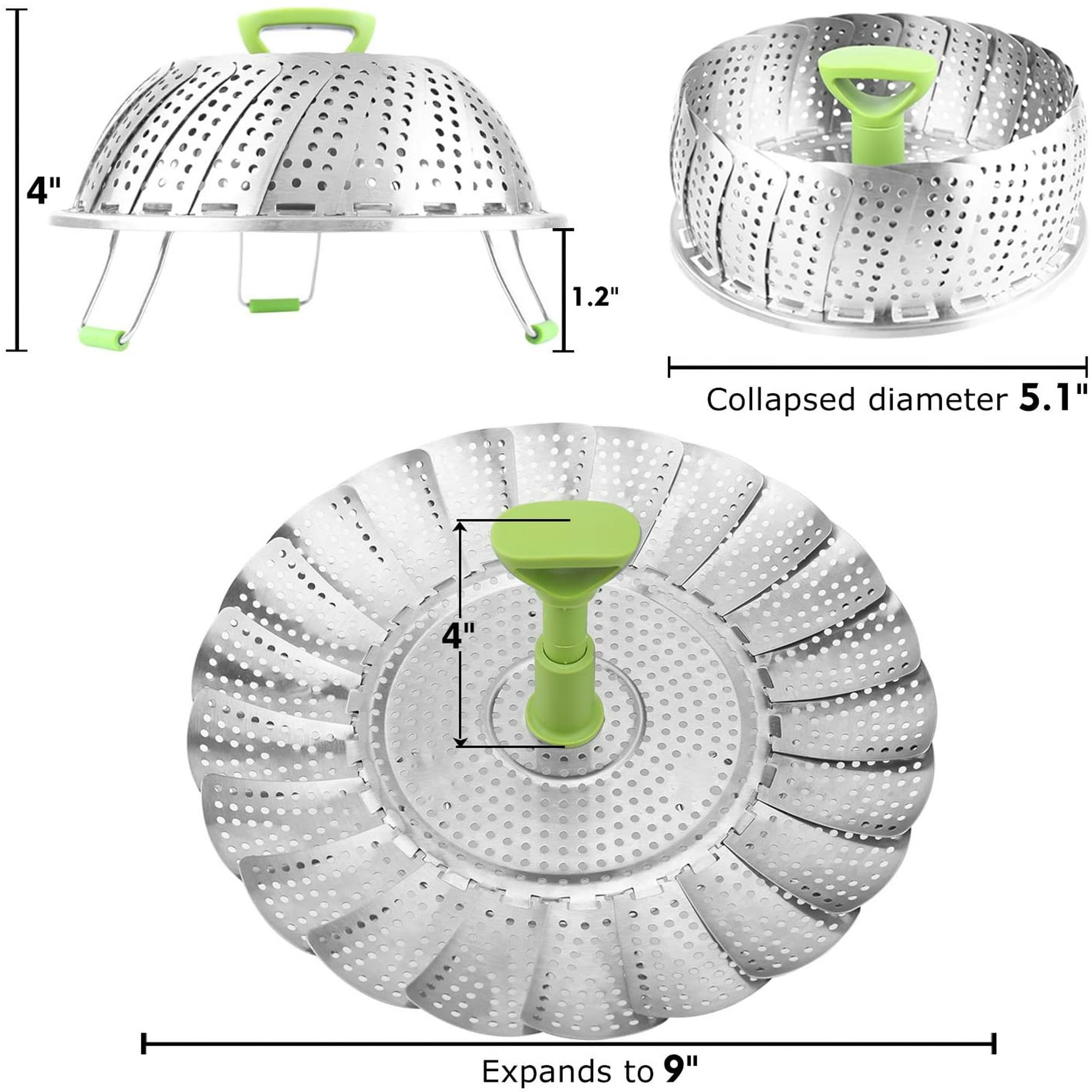 Steamer Basket Stainless Steel Vegetable Insert for Food Cooking, Fit Pots (5.1" to 9")