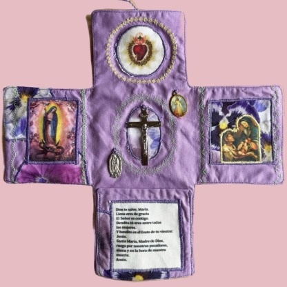 ✝️Handmade Stuitched Pocket Shrine With Silver Cross Included Inside