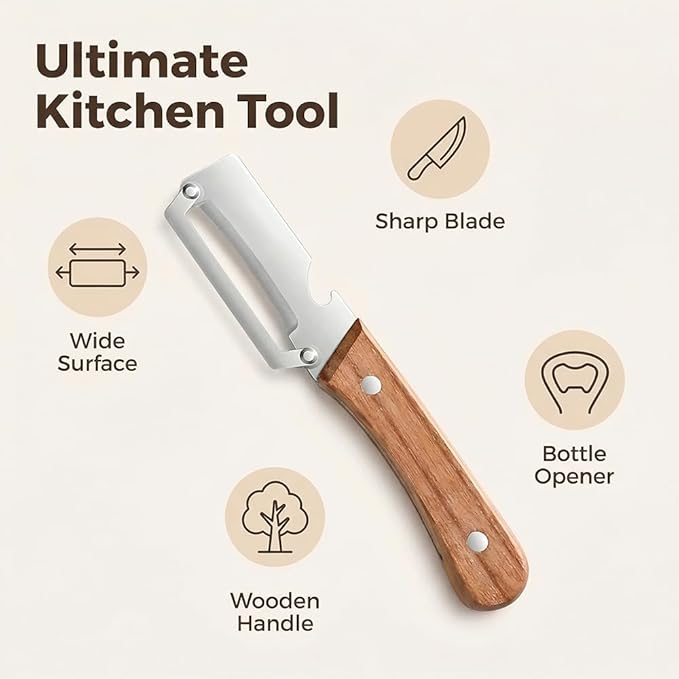 Tired of struggling with dull peelers and flimsy knives? Meet your new kitchen BFF! Our Stainless Steel Multi-Function Peeler Knife is THICKENED for durability, razor-sharp for precision, and versatile enough to handle all your fruits and veggies. 🍊🥒 ✅ 