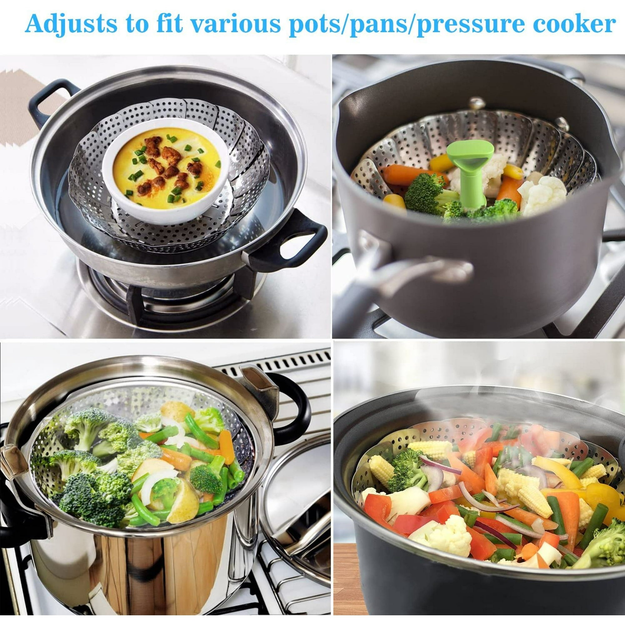 Steamer Basket Stainless Steel Vegetable Insert for Food Cooking, Fit Pots (5.1" to 9")