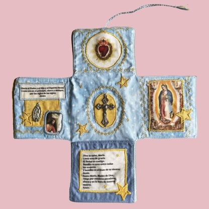 ✝️Handmade Stuitched Pocket Shrine With Silver Cross Included Inside
