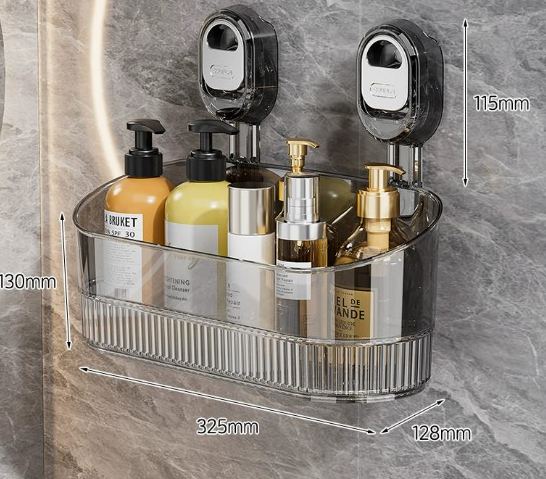 No-Drill Bathroom Suction Storage Box – Large Capacity & Strong Load-Bearing