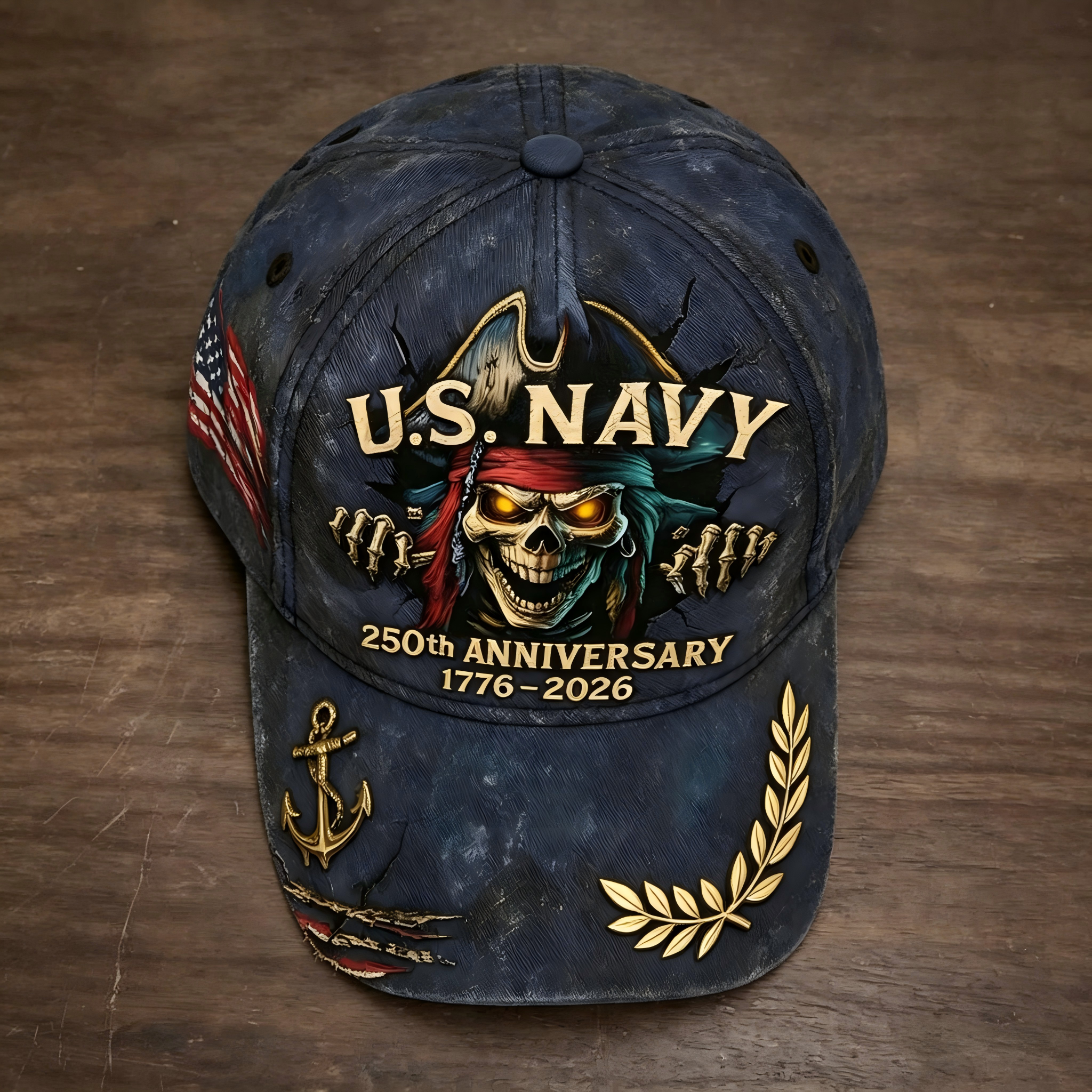 ⚓ U.S. Navy 250th Anniversary Skull Cap – Bold Edition 🇺🇸