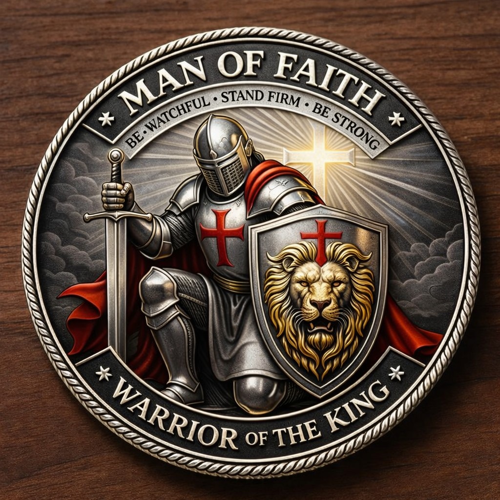 🦁Man of Faith – Warrior of the King Challenge Coin