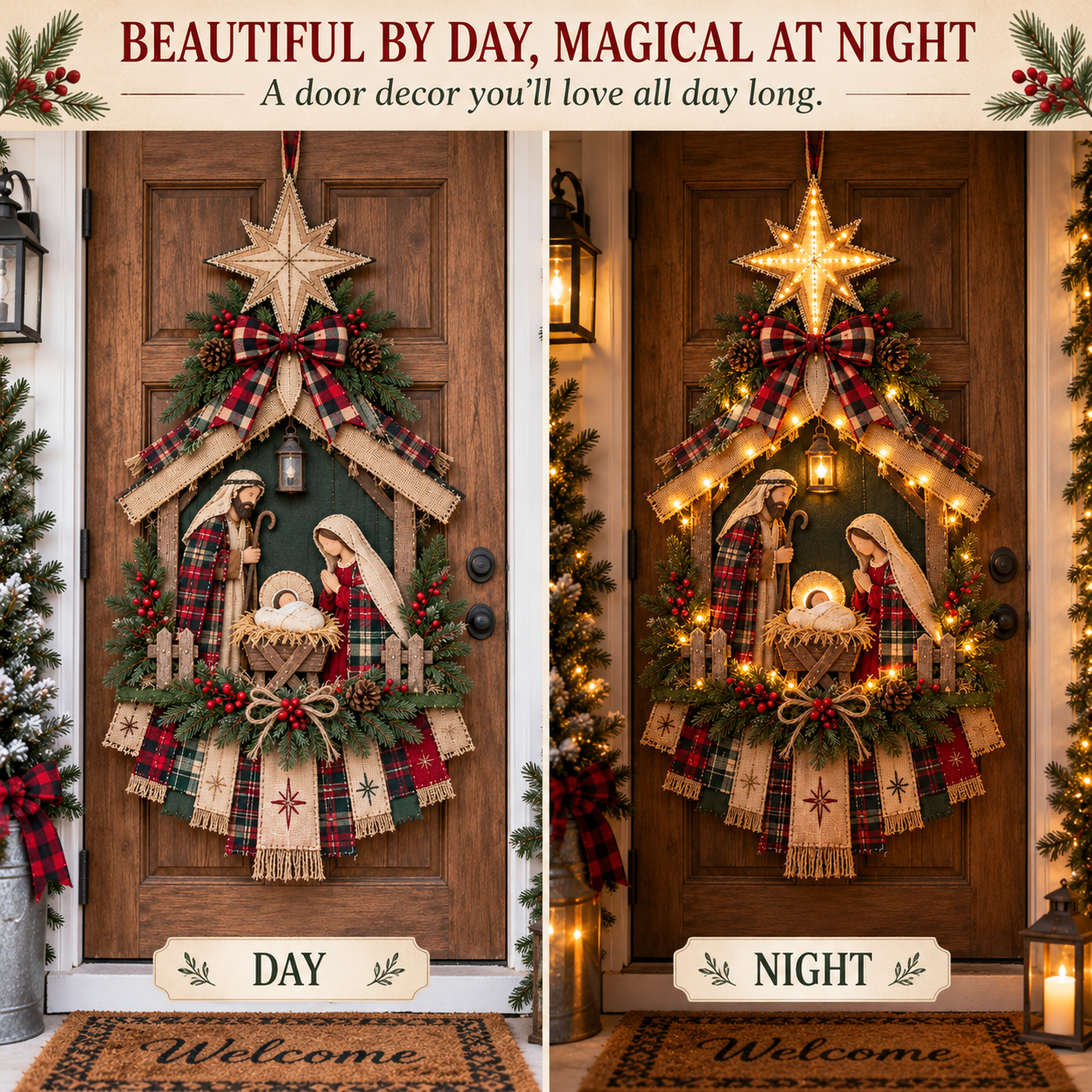  DIY Lighted Christmas Nativity Scene Door Hanging Kit 🎄