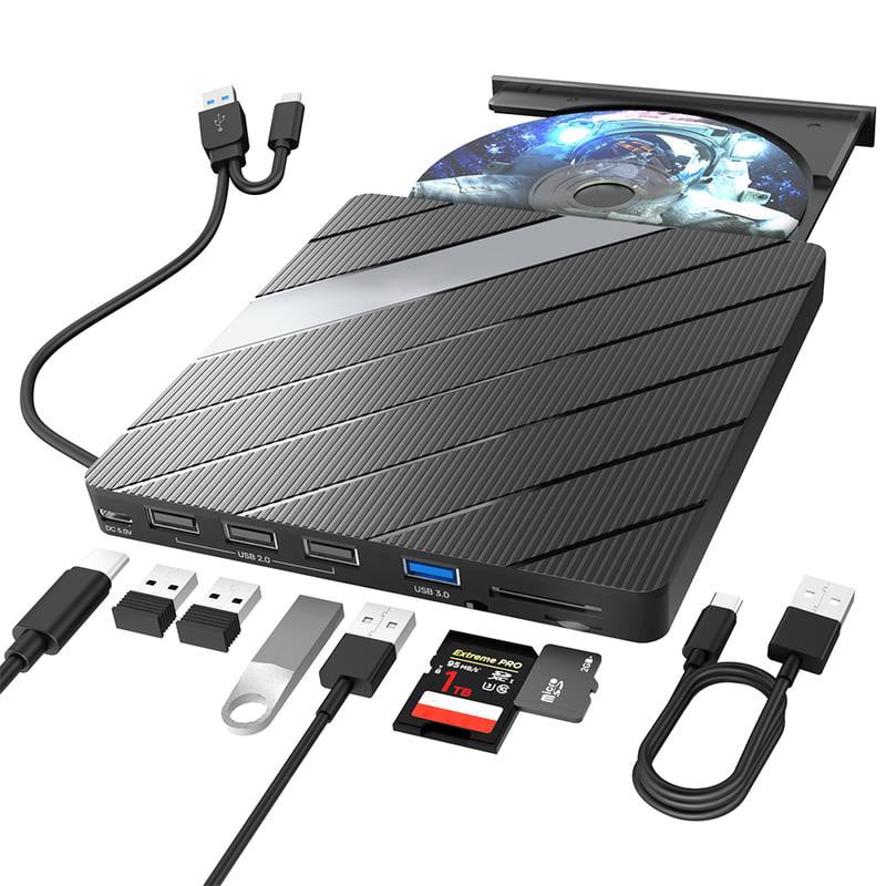 Hot Sale 49% OFF🔥Laptop DVD Player USB C 3.0 Portable CD Burner with SD/TF Card Slot & 3 USB Ports Compatible with Mac, Windows, Linux