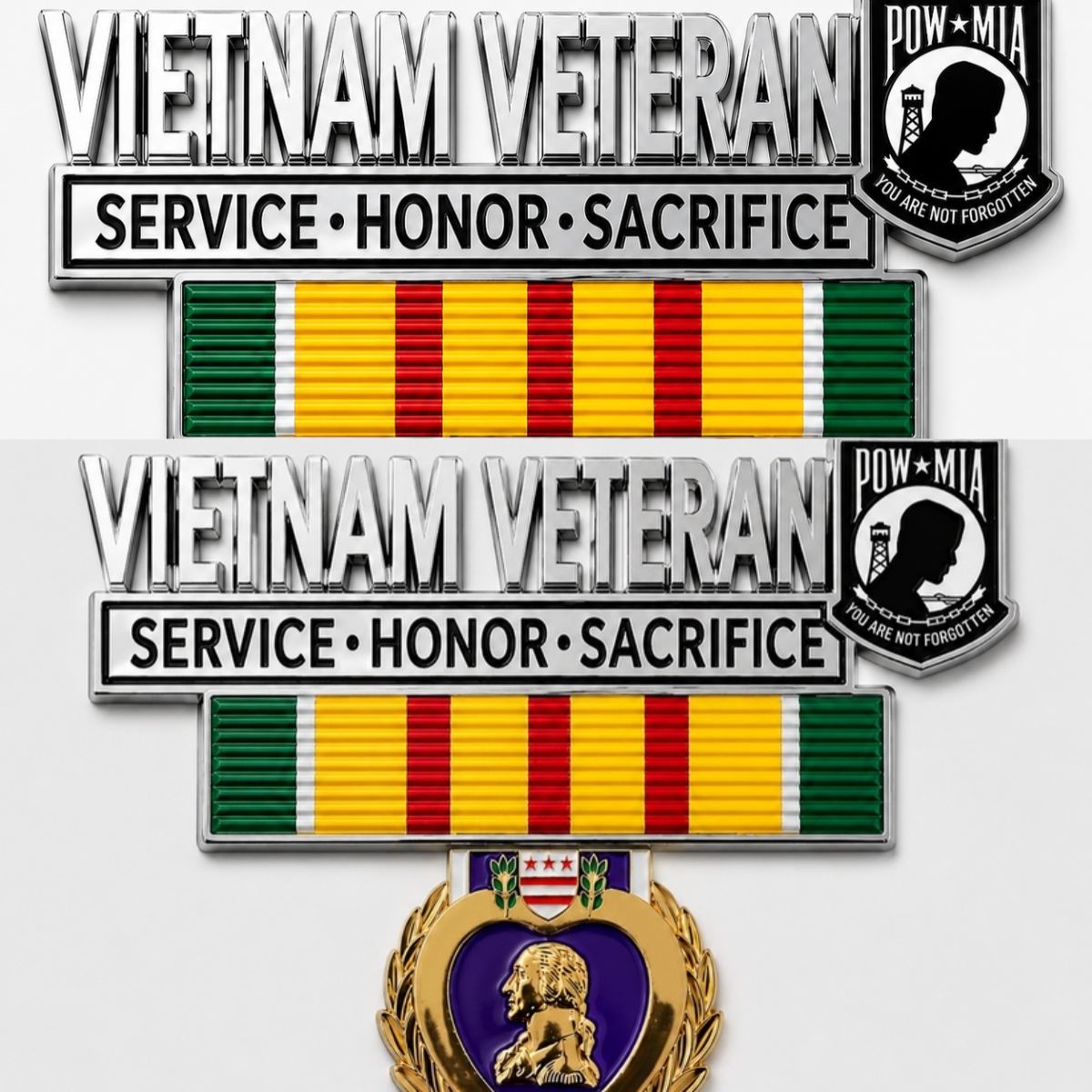 Vietnam Veteran Metal Car Emblem – POW★MIA Tribute Badge 🇺🇸