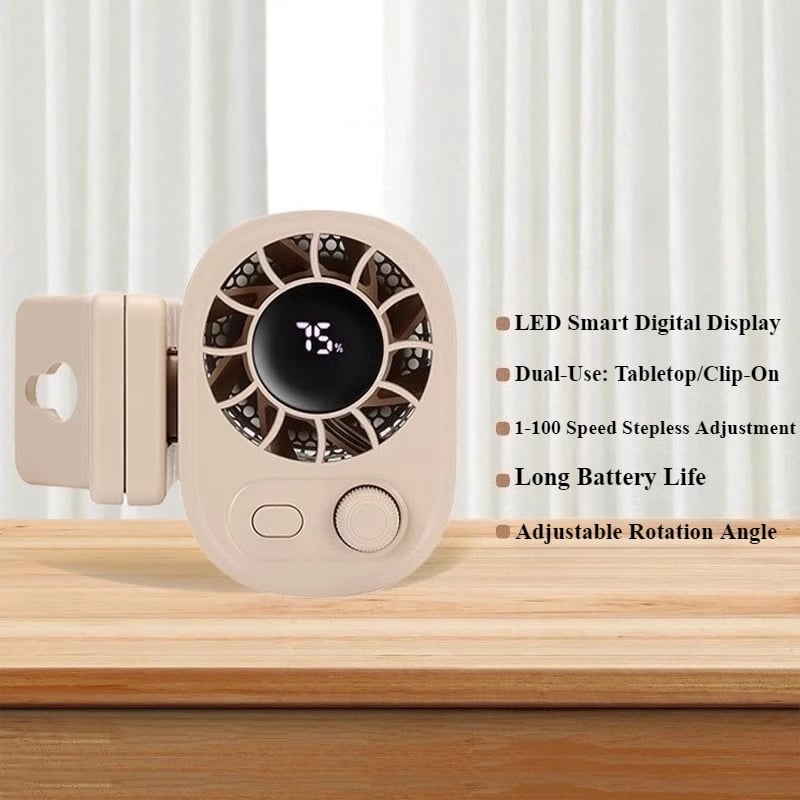 2026 New Arrival 60% OFF🔥Car Clip On Air Conditioner Fan with LED Display - 360° Rotation, 100 Speeds Adjustable