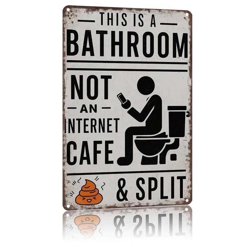 Funny Bathroom Wall Decor Metal Sign Vintage This Is A Bathroom Not An Internet Cafe
