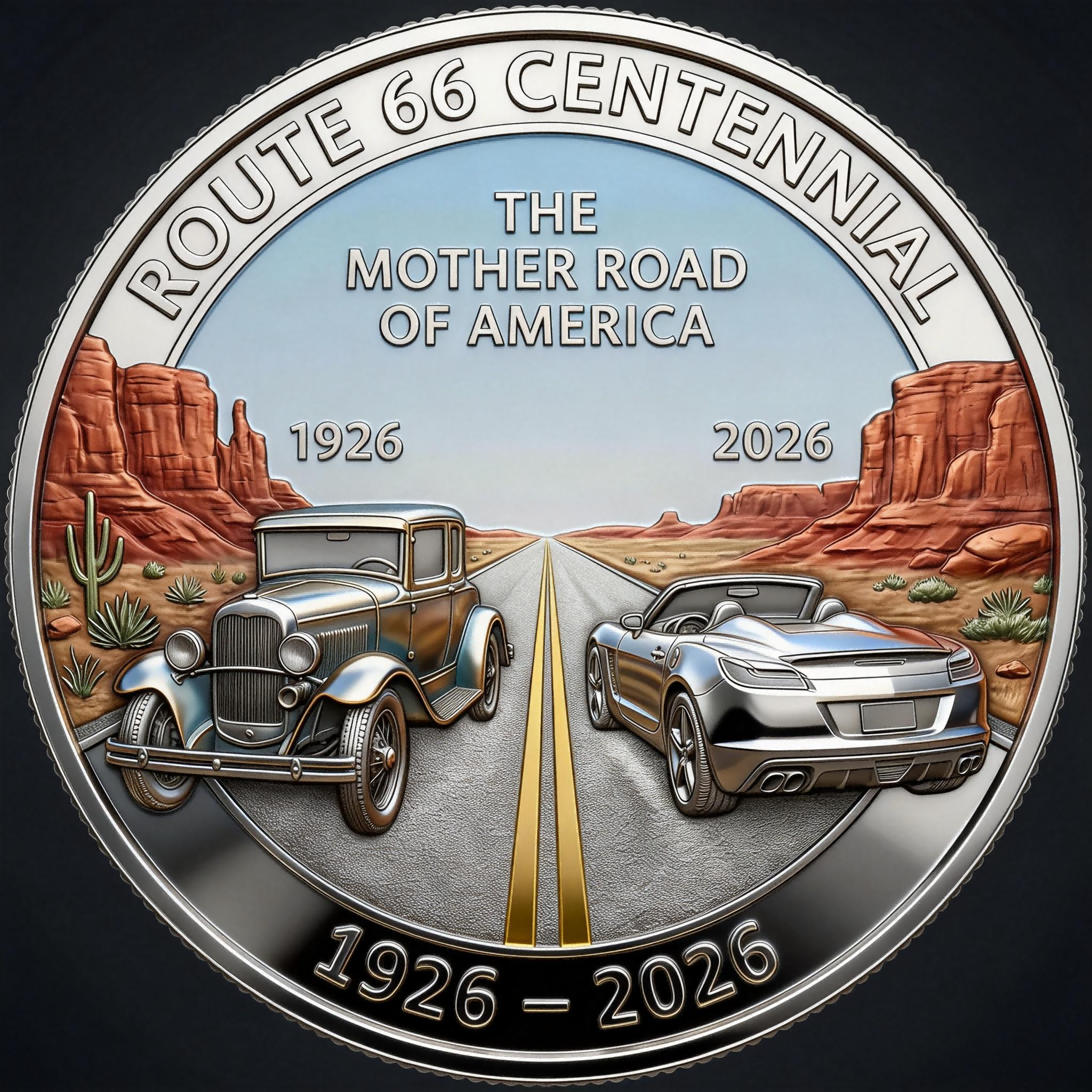 🛣️ Route 66 – 100 Years of Freedom Commemorative Coin