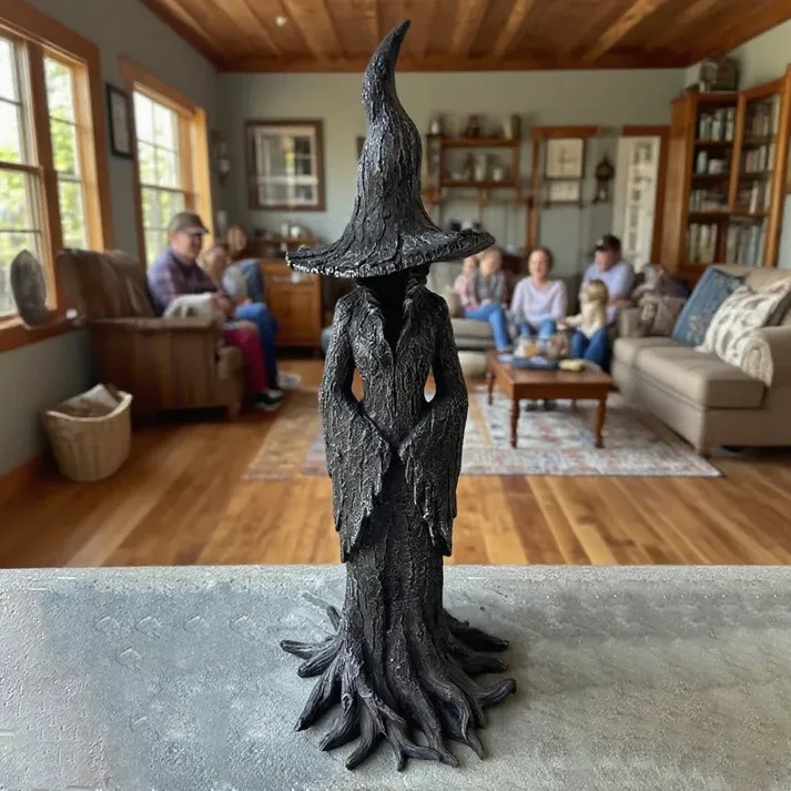 Spooky Witch Tree Statue – Gothic Halloween Tabletop Decor for Home, Shelves & Mantels 🧙‍♀️🖤
