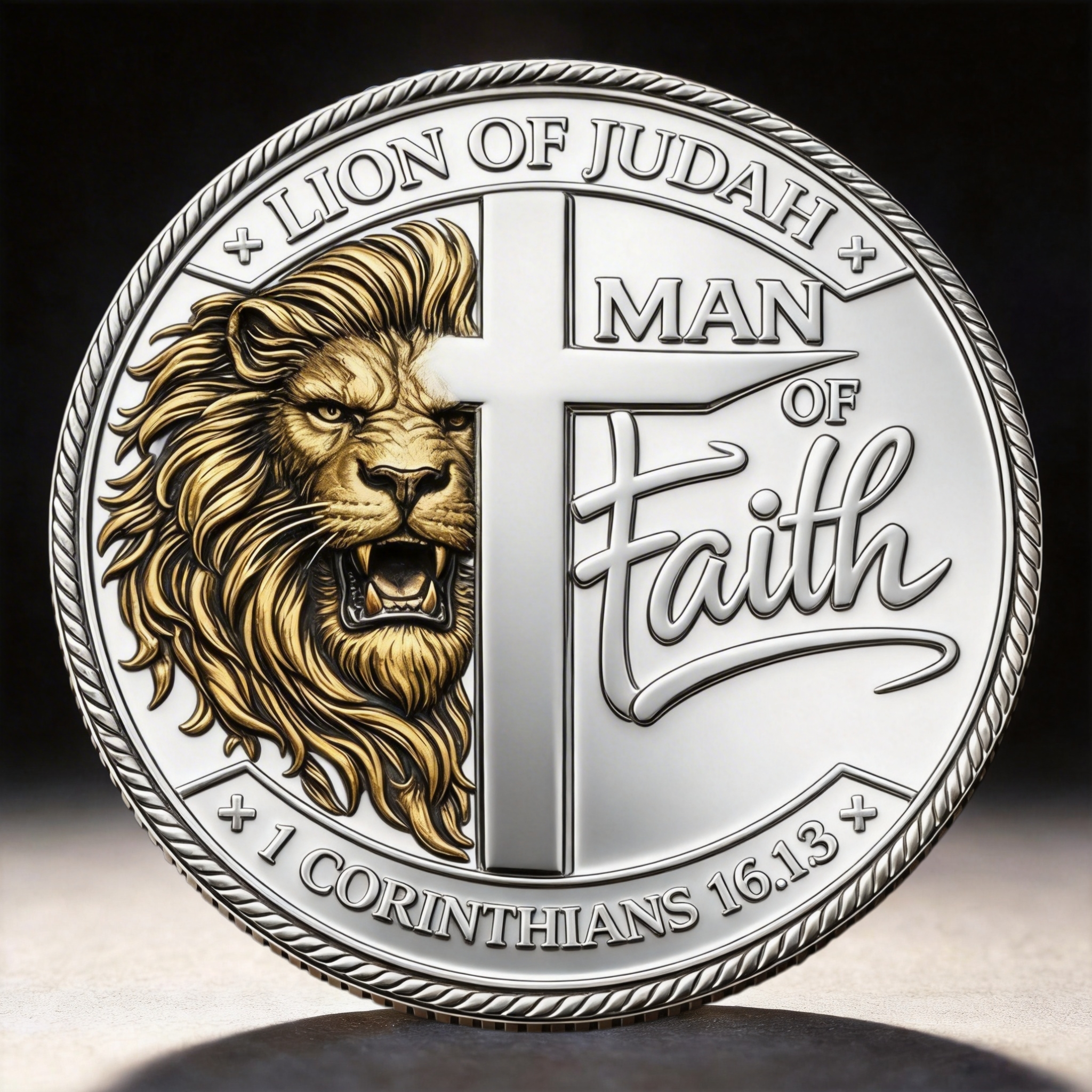 🦁Man of Faith – Warrior of the King Challenge Coin