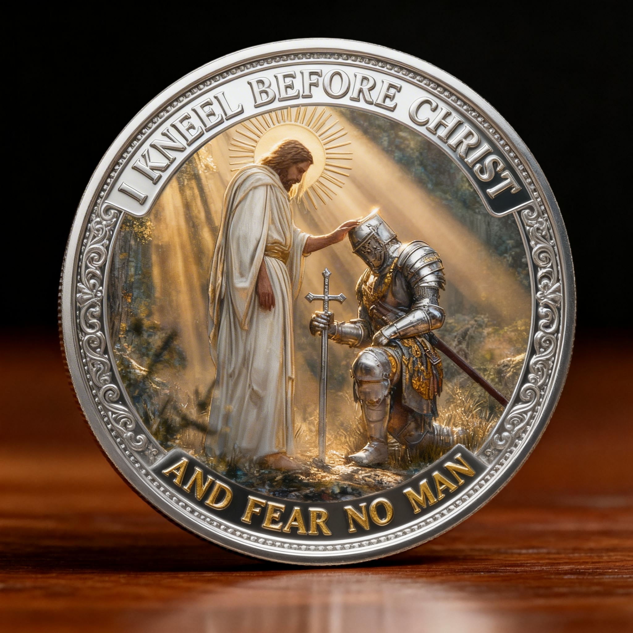 ✝️ “I Kneel Before Christ” Christian Knight Commemorative Coin