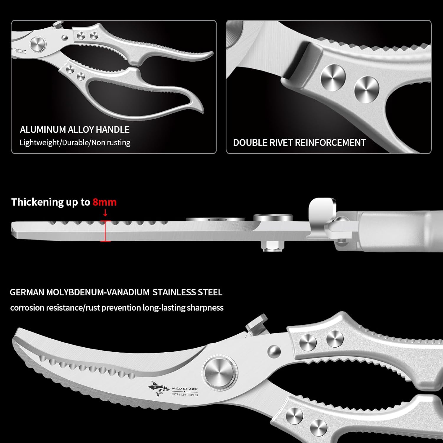 🔥Hot Sale🔥🔪Professional Heavy-Duty Kitchen Shears with Slip Handle & Safety Lock