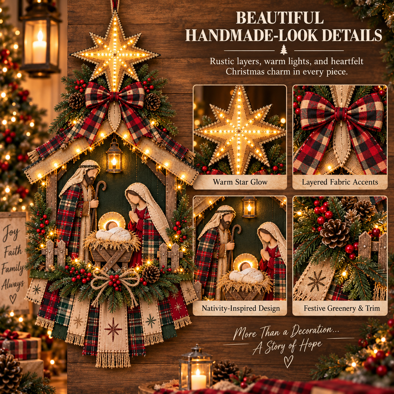  DIY Lighted Christmas Nativity Scene Door Hanging Kit 🎄