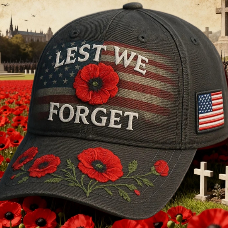 ❤️Best Gift For Father 🌺 🇺🇸 Lest We Forget Memorial Poppy Cap🎁Buy 2 Free Shipping