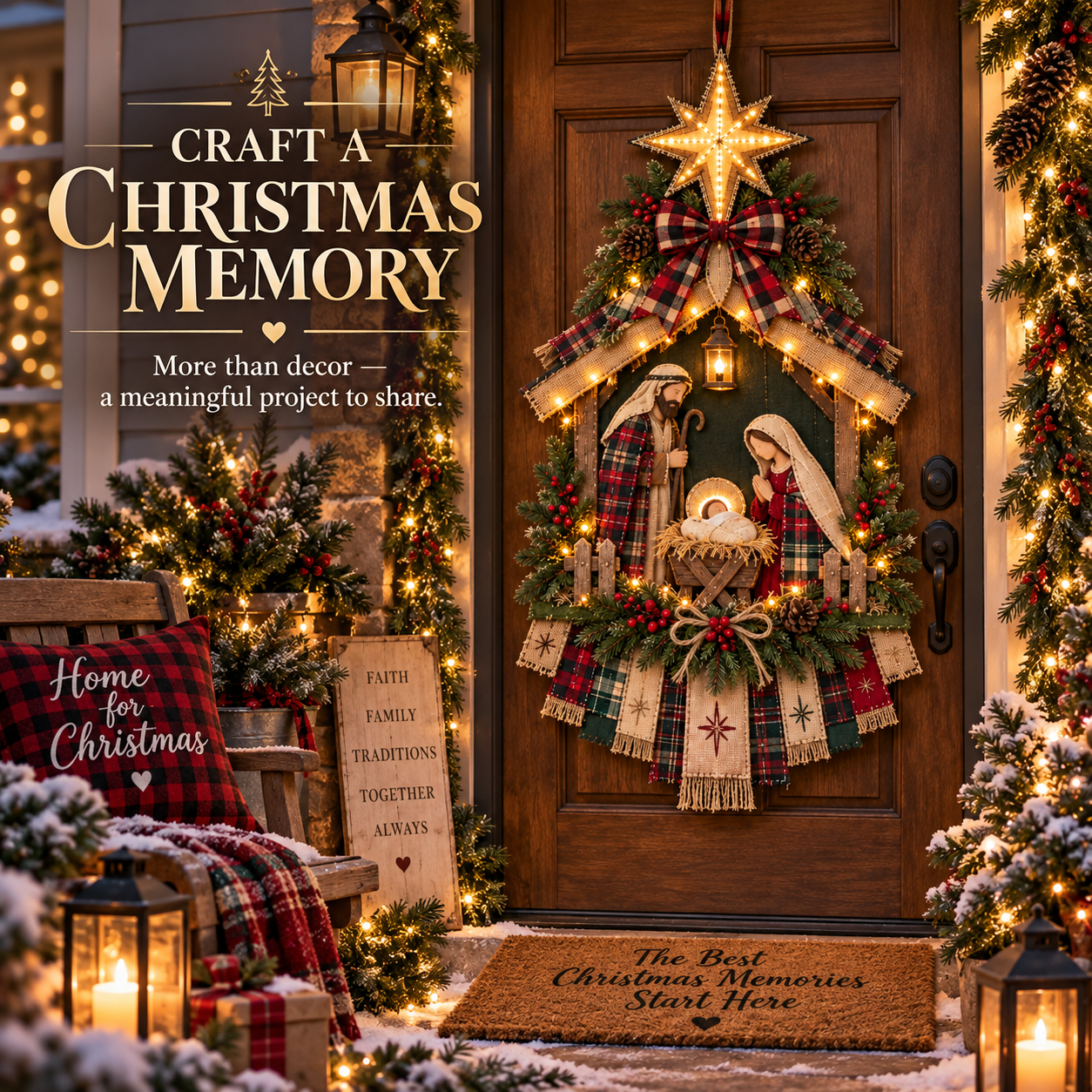  DIY Lighted Christmas Nativity Scene Door Hanging Kit 🎄