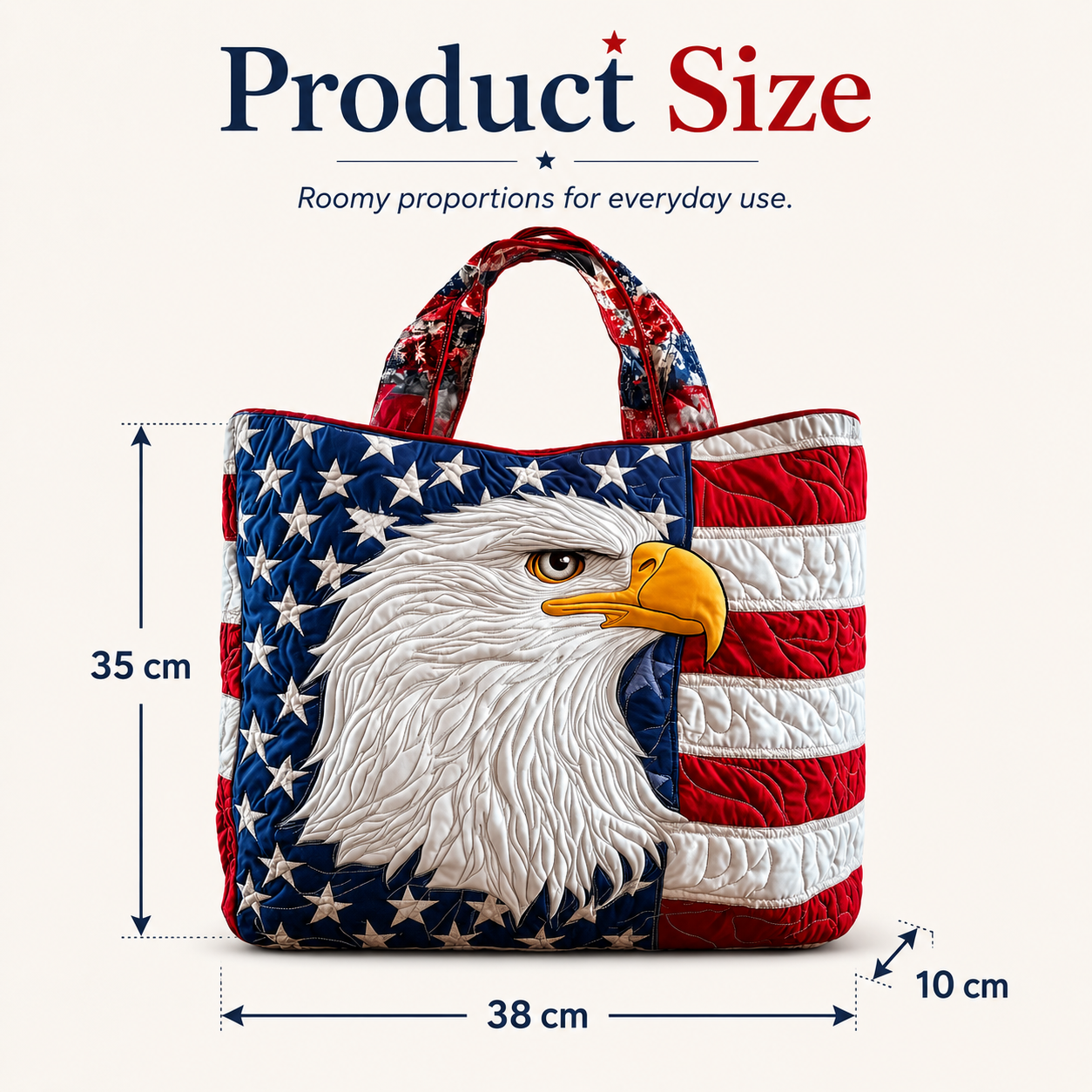 🇺🇸 Patriotic Quilted Eagle Tote Bag