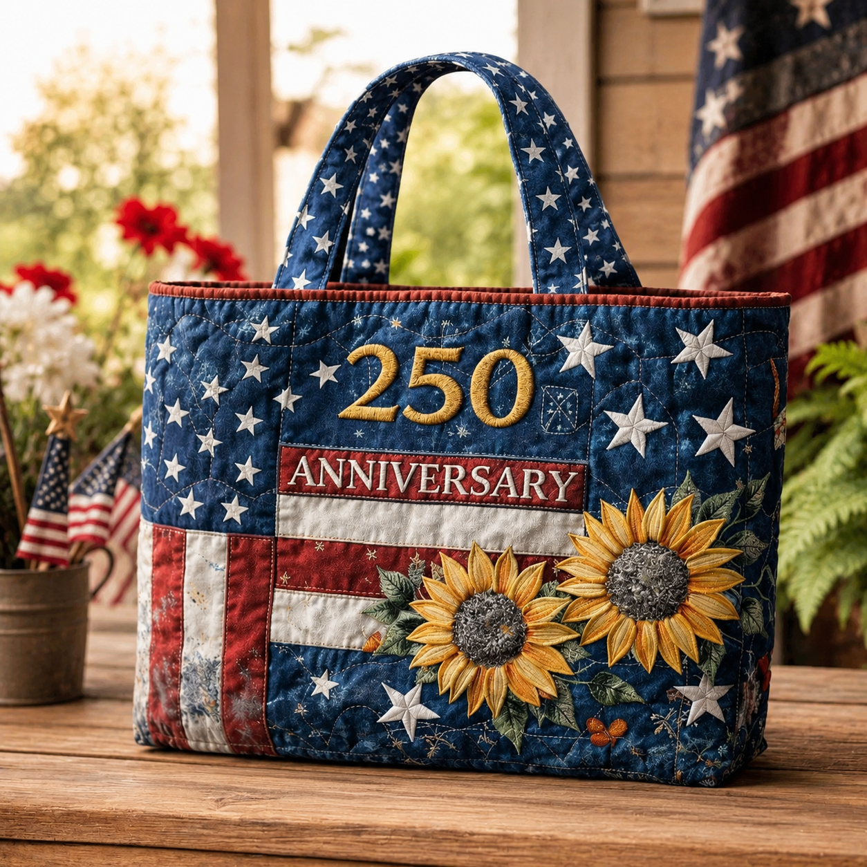 🎉250th Anniversary Flash 65K+ ⭐🇺🇸 Patriotic Quilted Eagle Tote Bag