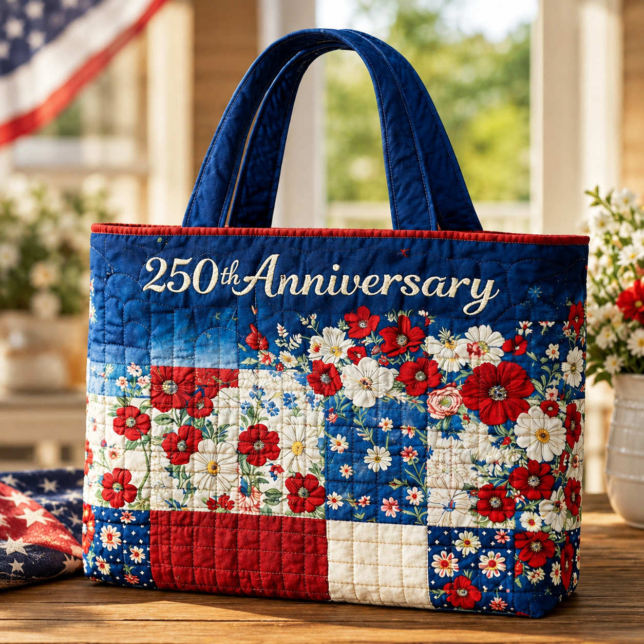🎉250th Anniversary Flash 65K+ ⭐🇺🇸 Patriotic Quilted Eagle Tote Bag