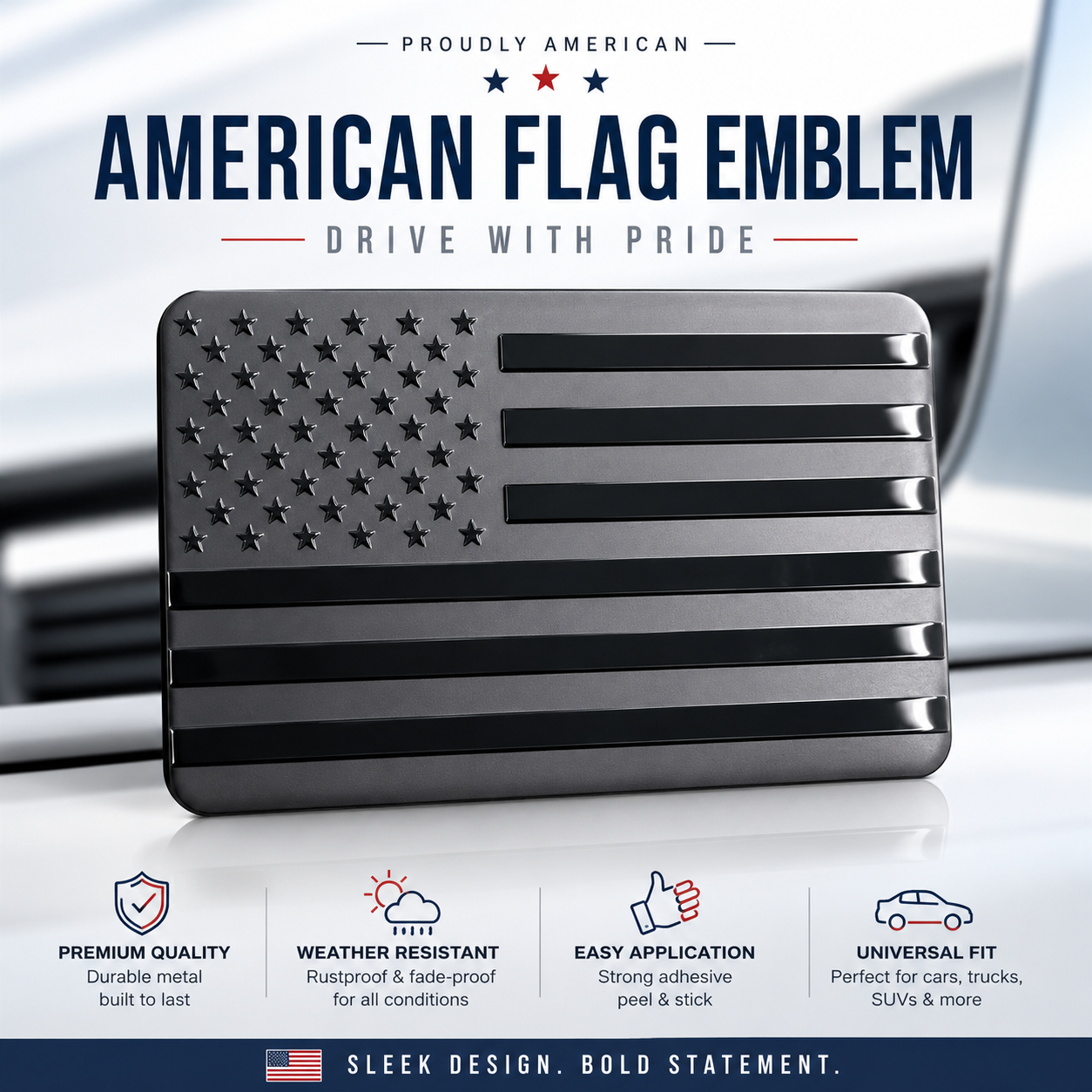 🇺🇸 American Flag Car Emblem – Celebrate Freedom & Heritage! 🎉