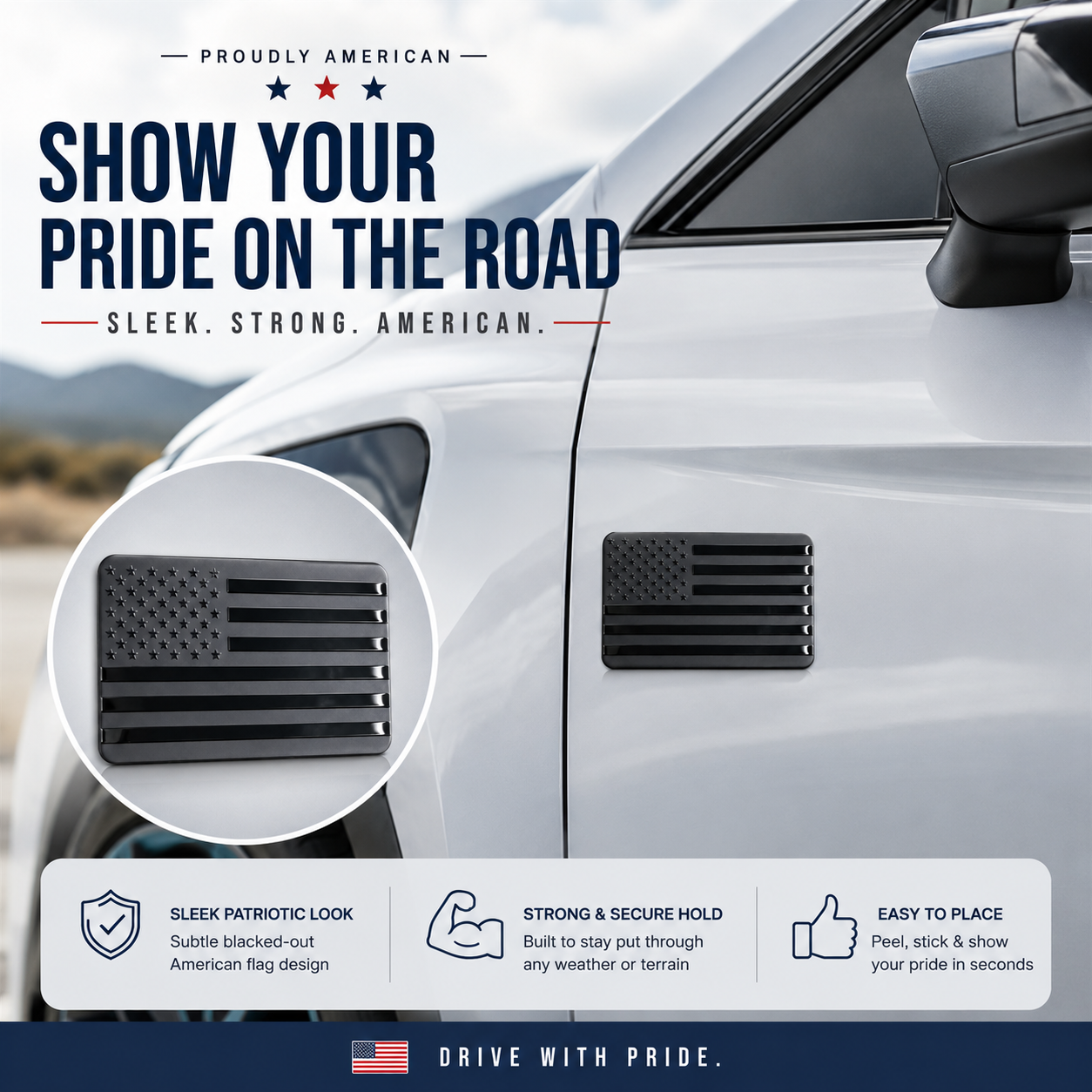 🇺🇸 American Flag Car Emblem – Celebrate Freedom & Heritage! 🎉
