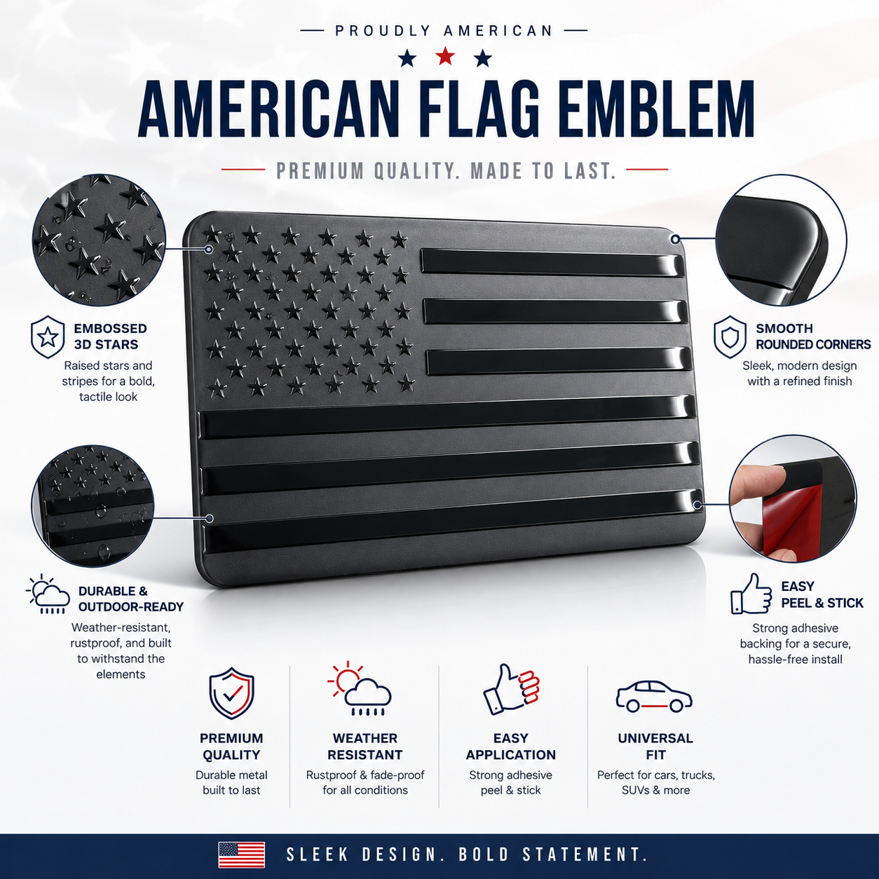 🇺🇸 American Flag Car Emblem – Celebrate Freedom & Heritage! 🎉