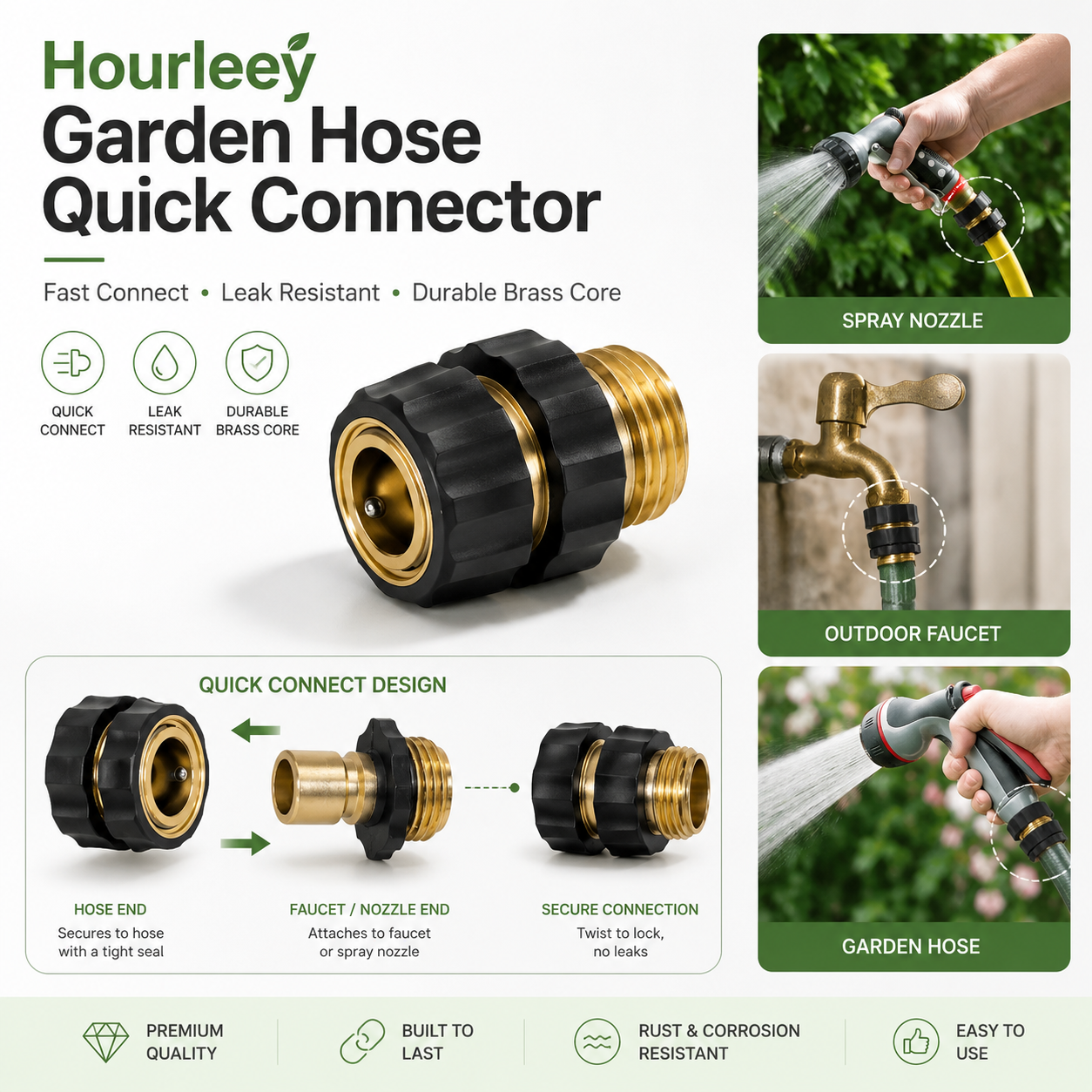 🔥2026 Hot Sale 65K+✨ Hourleey Garden Hose Quick Connector