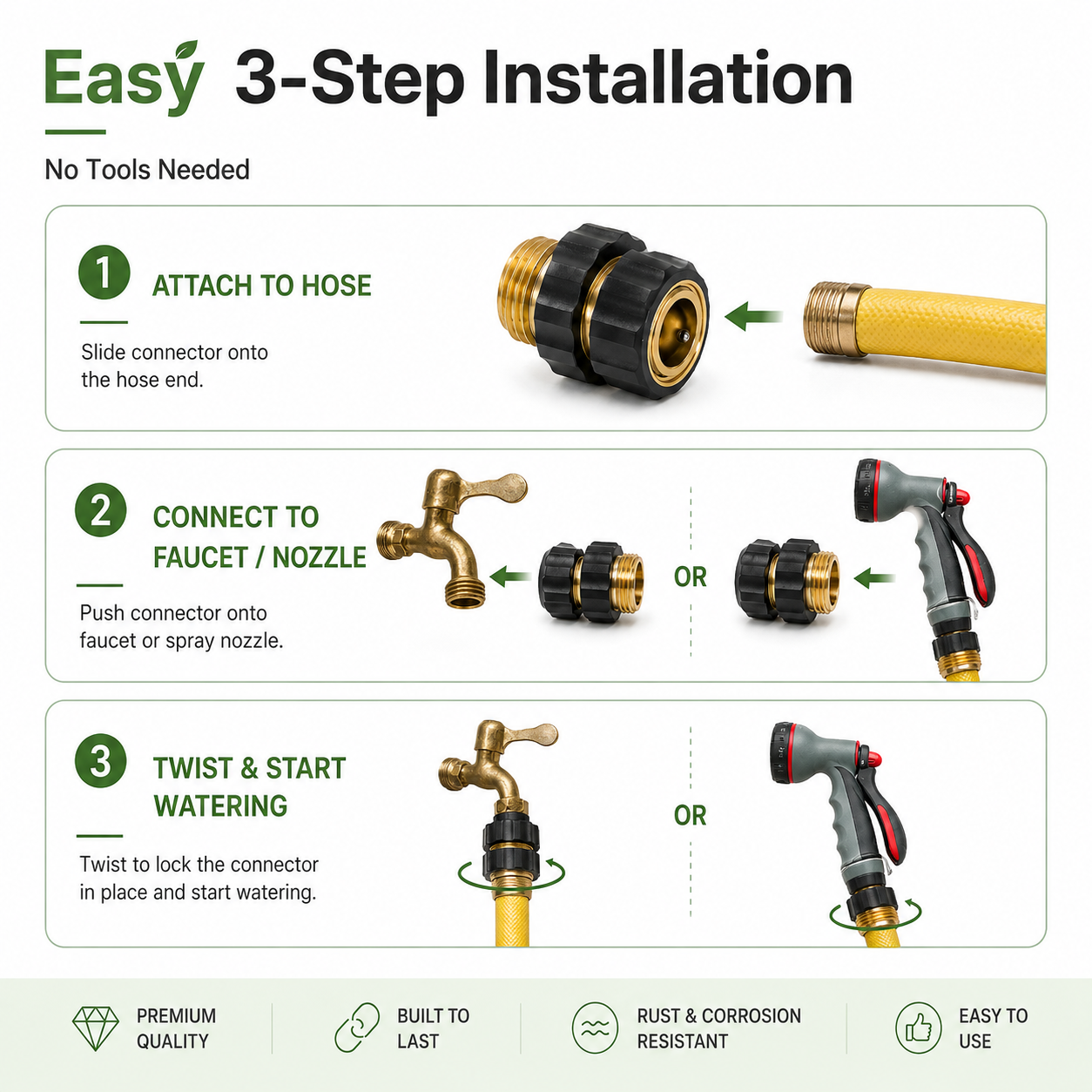 🔥2026 Hot Sale 65K+✨ Hourleey Garden Hose Quick Connector