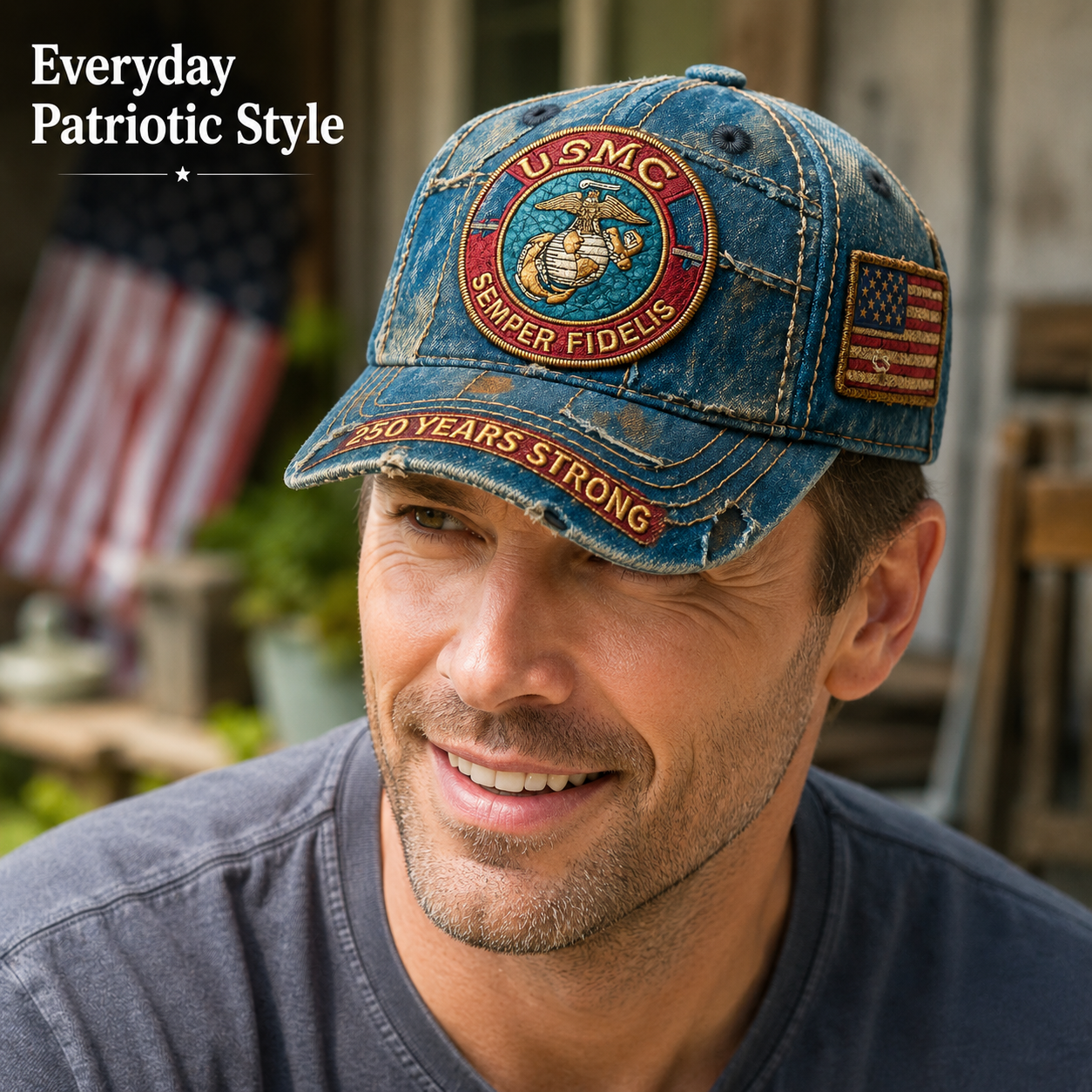 🎉250th Anniversary Hot Sale 65K+ ❤️ Vintage USMC Denim Cap 🇺🇸