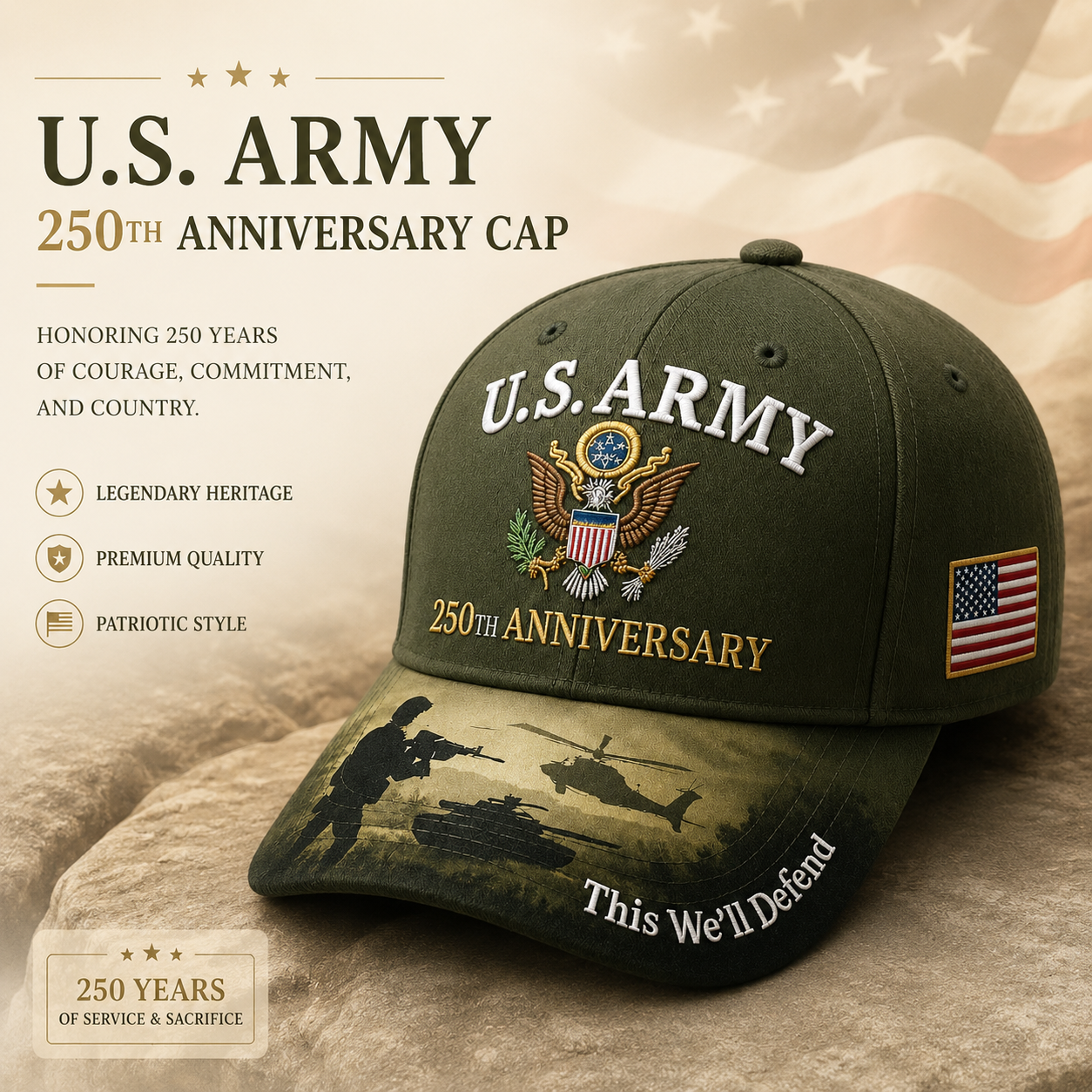 🎉250th Anniversary Hot Sale 65K+ ❤️ U.S. Army 250th Anniversary Commemorative Cap 🇺🇸