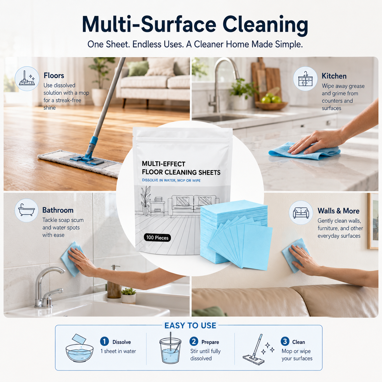 🫧Last Day 70% OFF🫧Multi-Surface Antibacterial Cleaner for Hardwood, Tile & Laminate