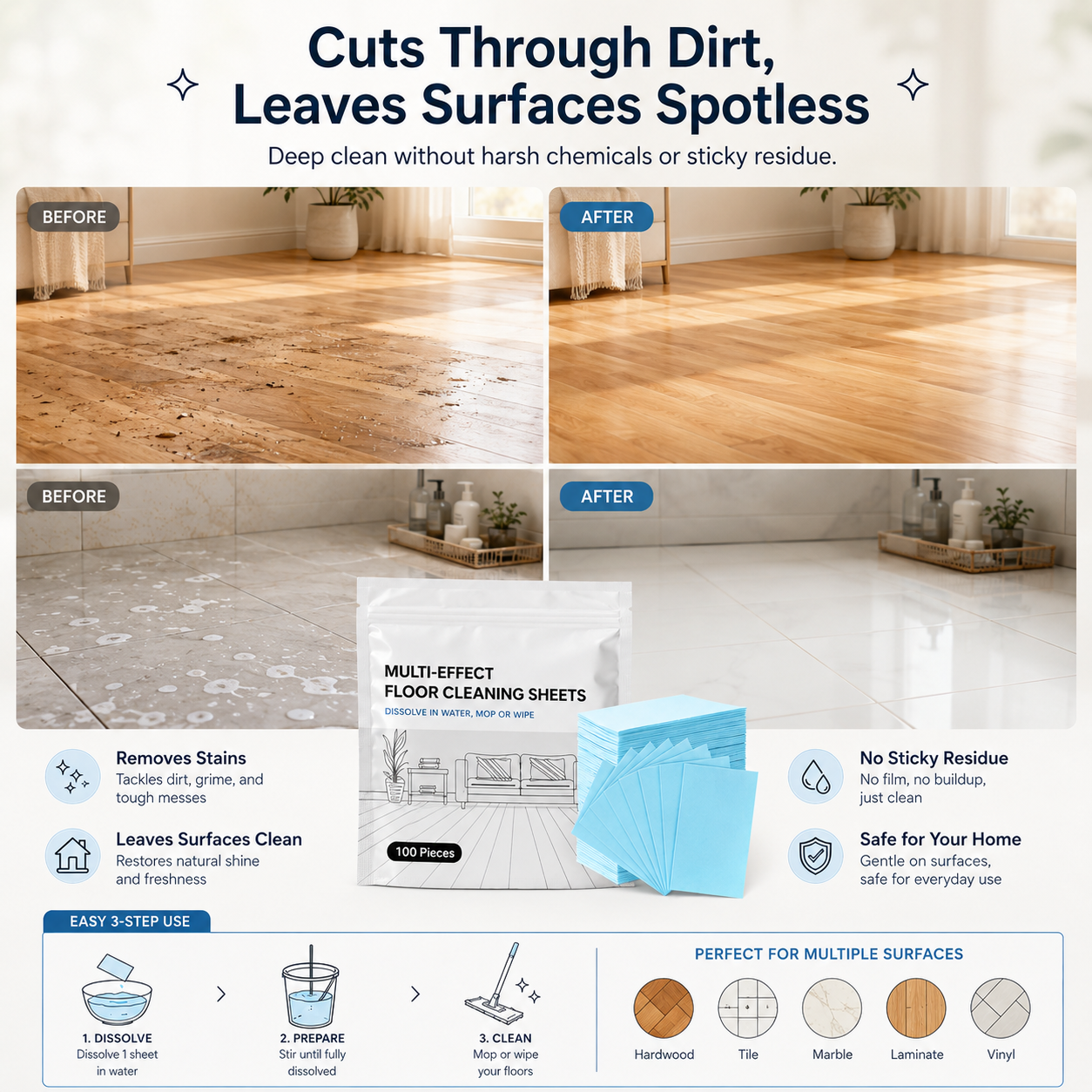 🫧Last Day 70% OFF🫧Multi-Surface Antibacterial Cleaner for Hardwood, Tile & Laminate