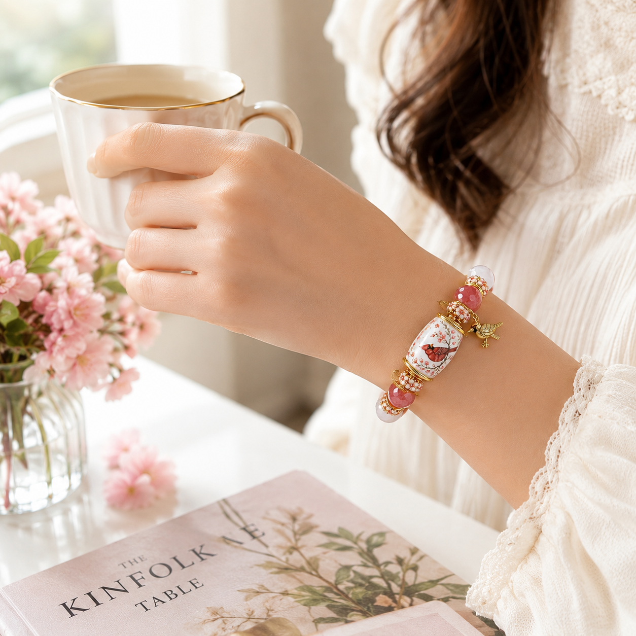 Spring Garden Cardinalis Bracelet – Limited Edition Cardinal Bird Charm Bracelet 🌸🐦✨