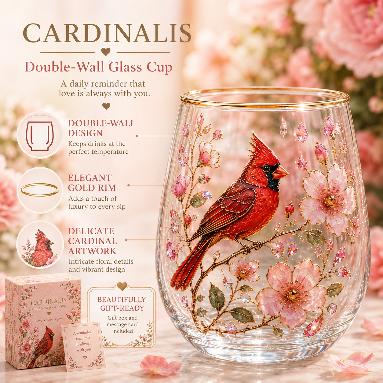 🌸Limited Edition 2026 Cardinalis Morning Bliss Glass Tea Cup☕