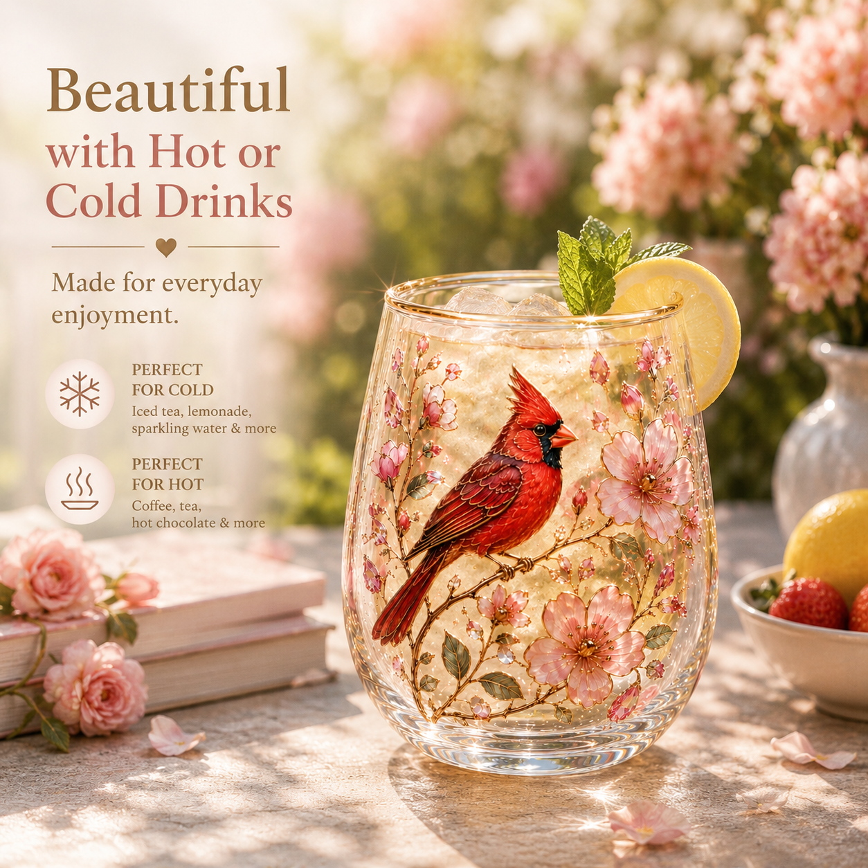 🌸Limited Edition 2026 Cardinalis Morning Bliss Glass Tea Cup☕