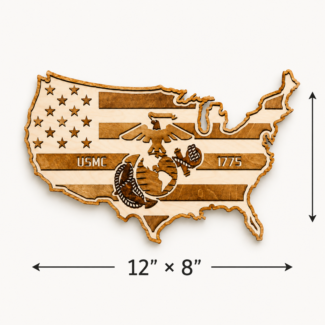 ✨USMC 1775 Wooden USA Map Wall Art – Patriotic Marine Corps Inspired Home Decor 🇺🇸🦅