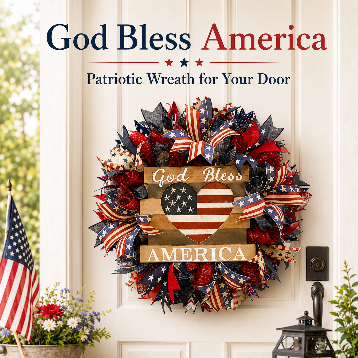 🎉Celebrate America’s 250th Anniversary ✨ God Bless America Patriotic Wreath 🇺🇸