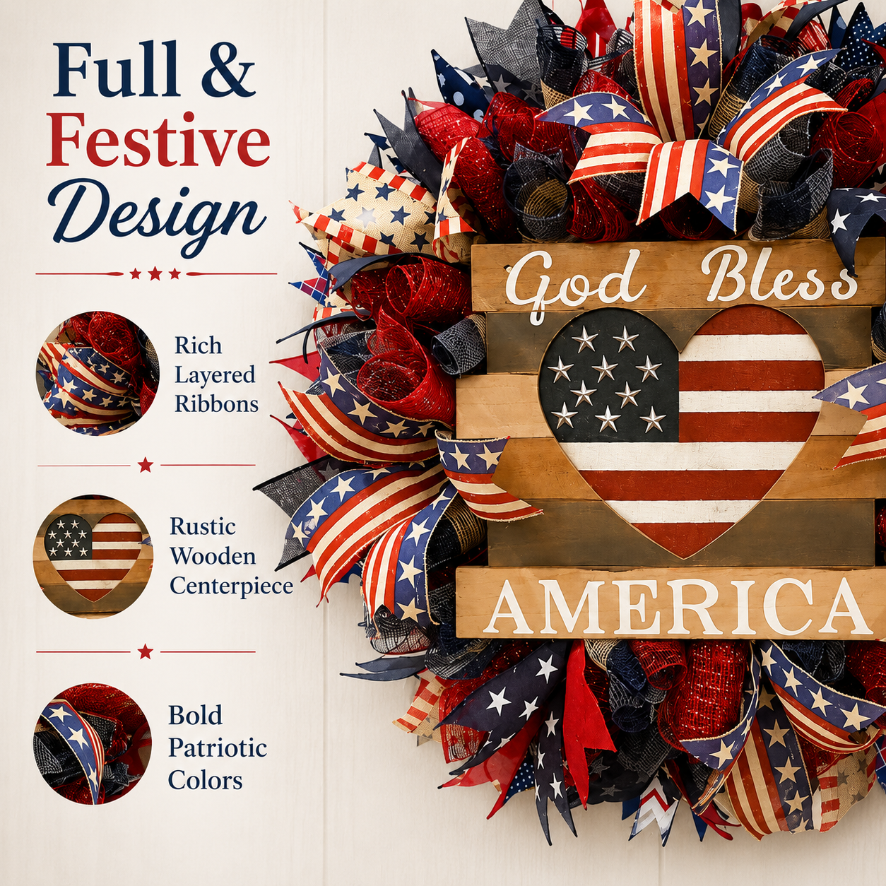 🎉Celebrate America’s 250th Anniversary ✨ God Bless America Patriotic Wreath 🇺🇸