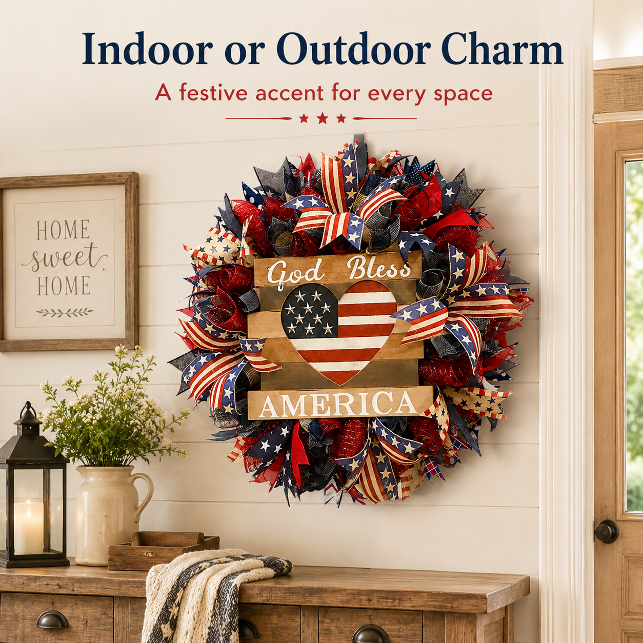 🎉Celebrate America’s 250th Anniversary ✨ God Bless America Patriotic Wreath 🇺🇸