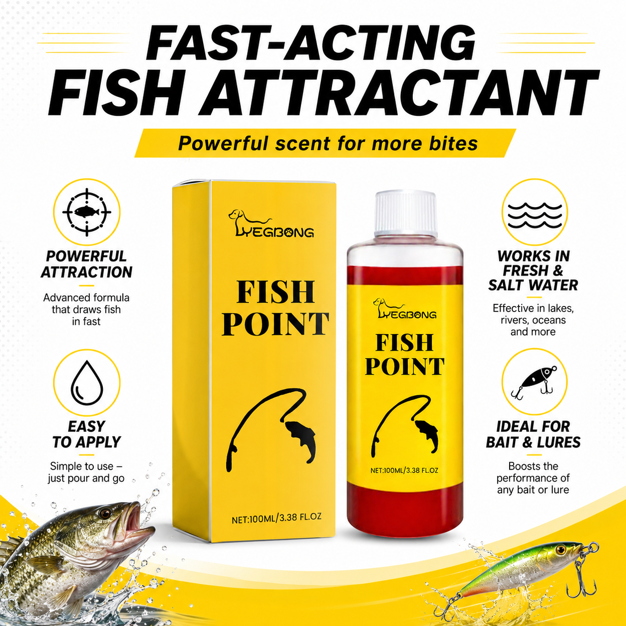 🎣 Concentrated Fish Attractant Liquid – 🐟Fast-Acting Red Worm Formula