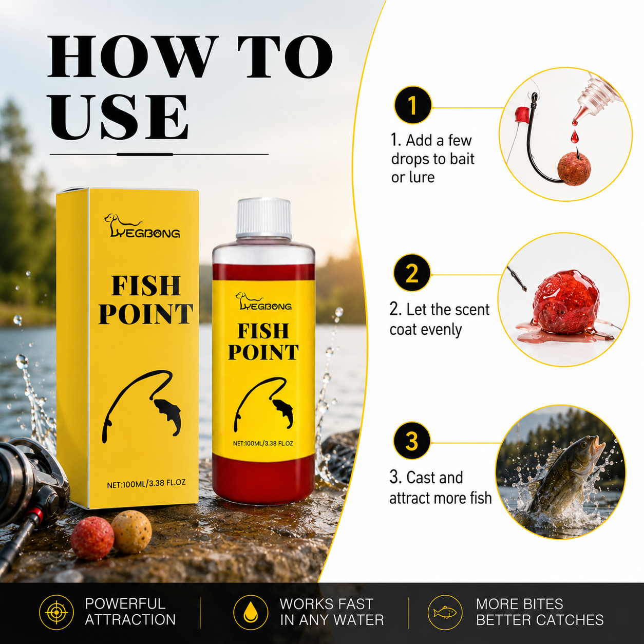 🎣 Concentrated Fish Attractant Liquid – 🐟Fast-Acting Red Worm Formula