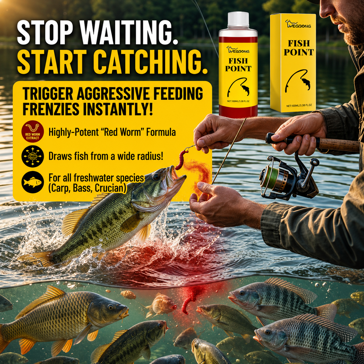 🎣 Concentrated Fish Attractant Liquid – 🐟Fast-Acting Red Worm Formula