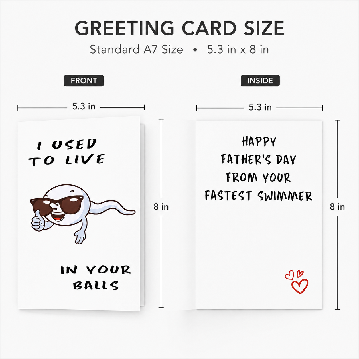 Cheeky Father’s Day Card – “I Used to Live in Your Balls” with Funny Sperm Illustration 🎉👨‍👦