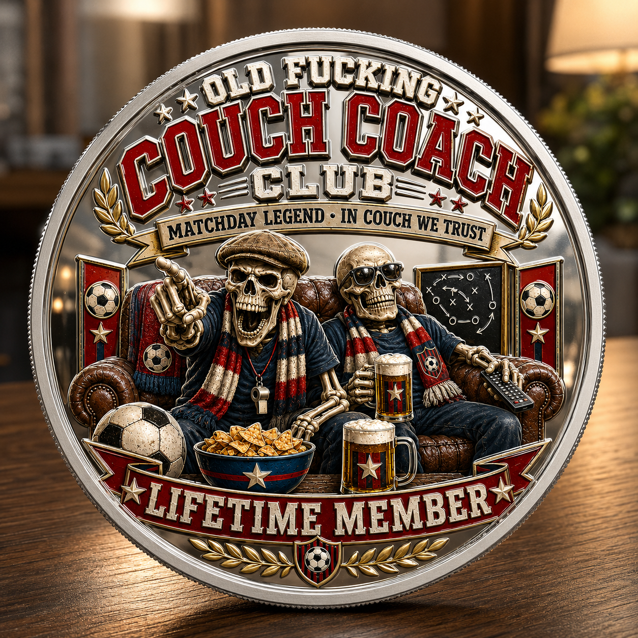Old Fucking Couch Coach Club Commemorative Coin – Lifetime Member Edition ⚽🍺💀